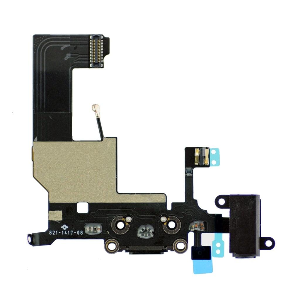 Charging Connector Flex Cable For Apple iPhone 5, 5G With Microphone & Headphone Jack Black